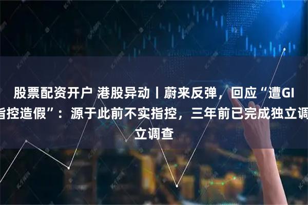 股票配资开户 港股异动丨蔚来反弹，回应“遭GIC指控造假”：源于此前不实指控，三年前已完成独立调查